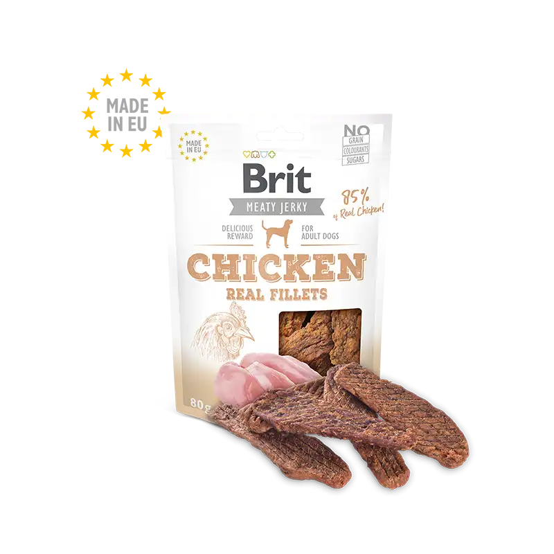 Brit jerky snack filetes de pollo premios para perro, Peso 80 Gr