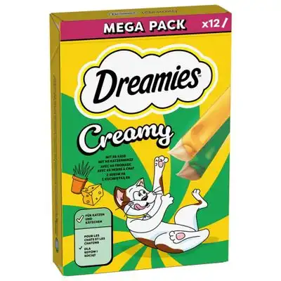 Dreamies Creamy Snacks snacks cremosos para gatos - Menta para gatos y queso (84 x 10 g) - Pack Ahorro - Dreamies - Comparador de precios