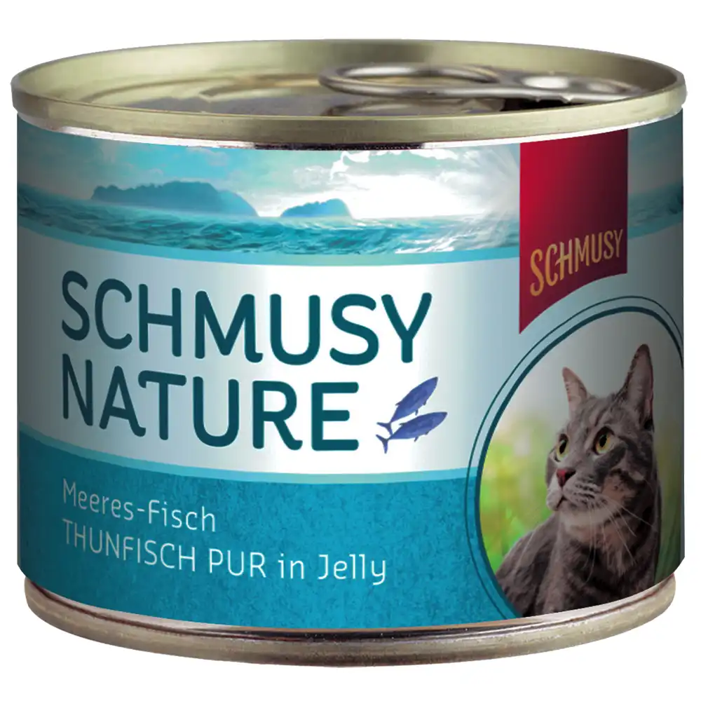 Schmusy Nature con pescado en latas 12 x 185 g - Atún puro