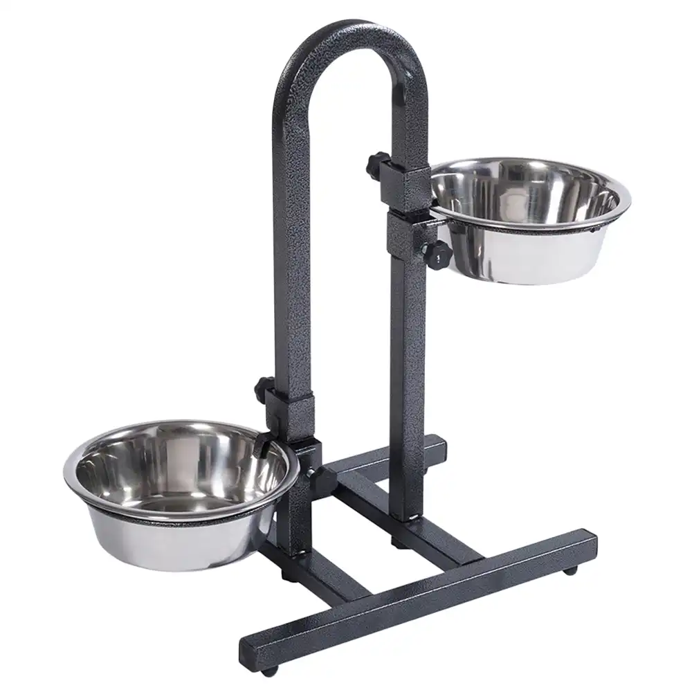 Soporte ajustable con dos comederos de 1,6 l - 2 x 1,6 l, diámetro 21 cm, altura hasta 44 cm
