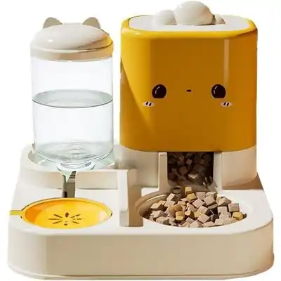 ZooVenture Dispensador por gravedad 2 en 1 de acero inoxidable amarillo - Color: Amarillo - Zooventure - Comparador de precios