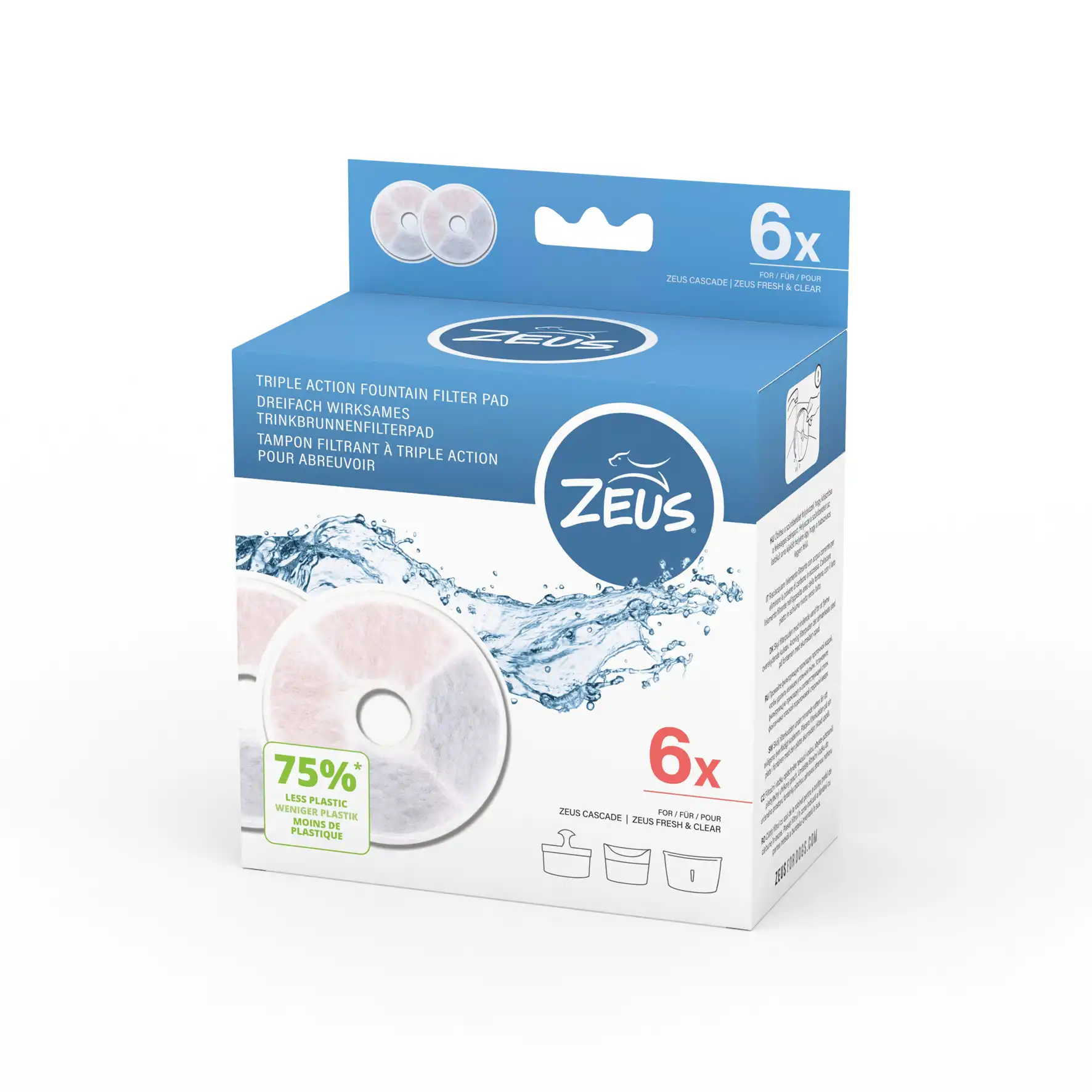 Fuente Zeus Cascade acero inoxidable - Accesorios: Filtro de triple acción sin marco (6 piezas) - Zeus - Comparador de precios