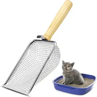 HausPets Pala metálica para arena de gatos con mango de madera de 5 mm - Artículo 1 - HausPets - Comparador de precios