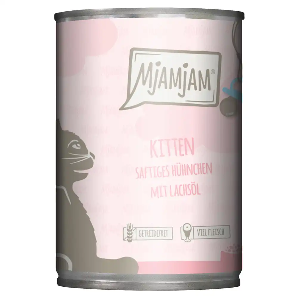 MjAMjAM Kitten 6 x 400 g  - jugoso pollo con aceite de salmón