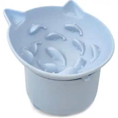Qinhul Cuenco para gatos de silicona con asiento alto y ángulo - azul - Qinhul - Comparador de precios