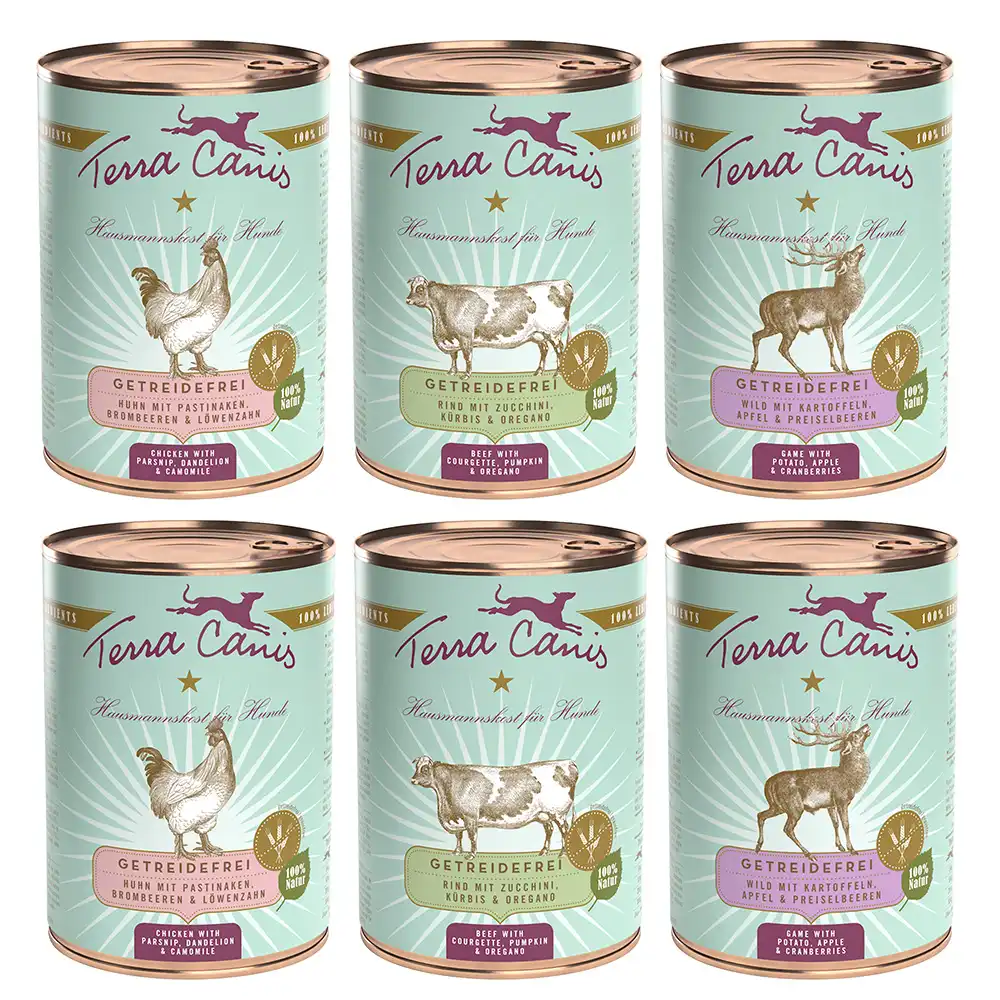 Terra Canis Menú sin cereales - Pack de prueba - Pack mixto 6 x 400 g (3 variedades)