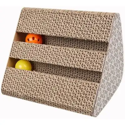 HausPets Árbol rascador triangular de cartón con rayas, juguete cascabel - Una pieza - HausPets - Comparador de precios
