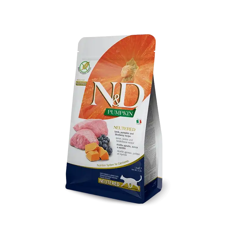 5Kg Farmina ND Pumpkin Neutered pienso para gatos de Cordero y  Arandano - Farmina - Comparador de precios