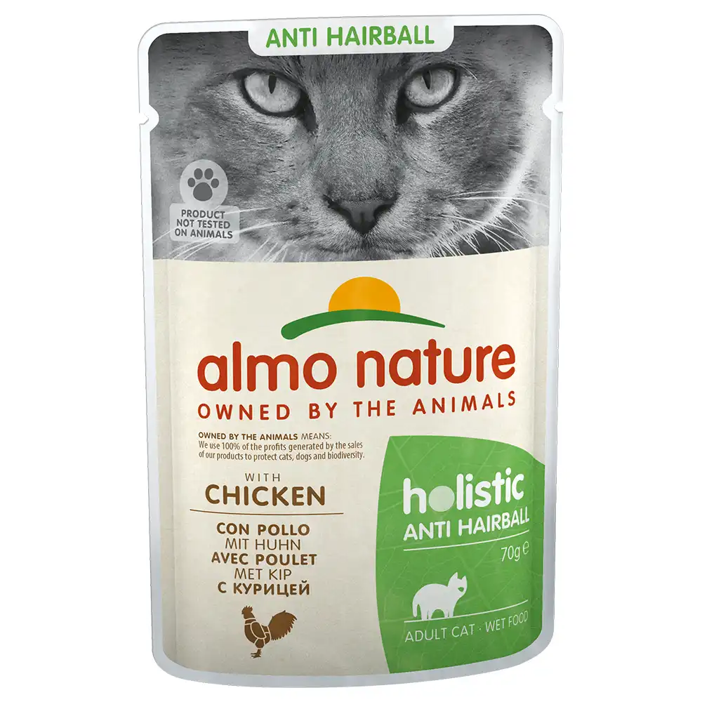 Comida húmeda para gatos adultos Almo Nature Anti Hairball pollo70 gr