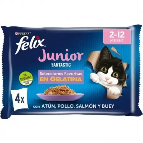 Felix Fantastic Junior Comida húmeda para Gatitos en Gelatina, 48x85 gr - Felix - Comparador de precios