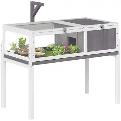 PawHut Casa para Tortuga 104x53x82 cm Gris y Blanco - 1 Article - PawHut - Comparador de precios