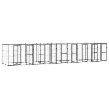 Perrera De Exterior | Jaula Para Perro | Parque Para Mascotas De Acero Con Techo 21,78 M² Cfw783926