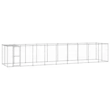 Perrera De Exterior | Jaula Para Perro | Parque Para Mascotas De Acero Galvanizado Con Techo 21,78 M² Cfw783976