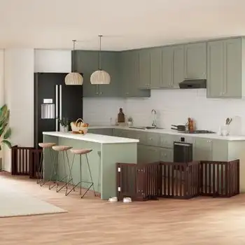 Puerta De Perros Plegable 15 Paneles Madera Álamo Marrón 750 Cm