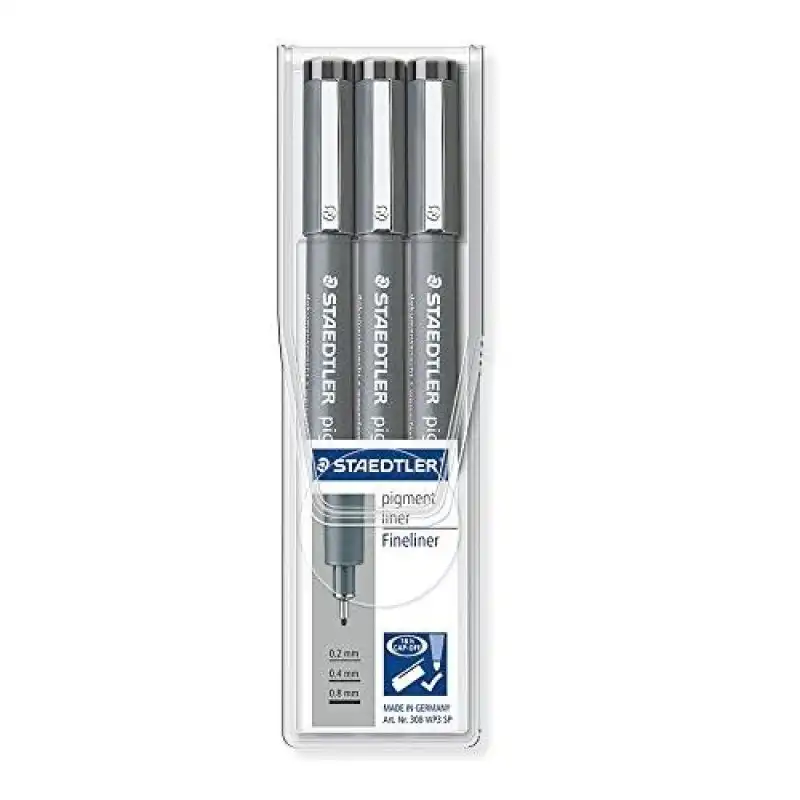 Staedtler Pigment Liner 308 Estuche de 3 Rotuladores Calibrados
