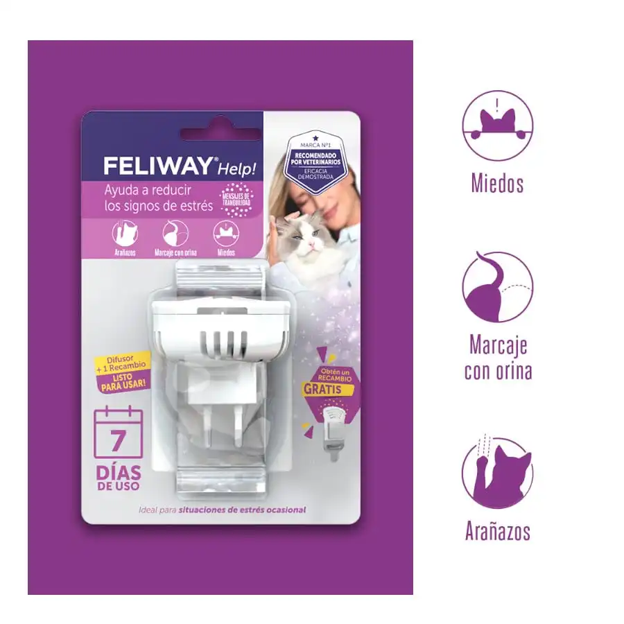 Feliway Help Difusor y Recambio con feromonas para el estrés ocasional