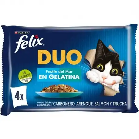 Felix Duo Comida húmeda para Gatos en Gelatina con Selección de Pescados, 48x85 gr - Felix - Comparador de precios