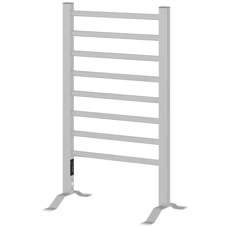 Homcom Toallero Eléctrico De Pared O Suelo 150 w De Aleación De Aluminio Plata