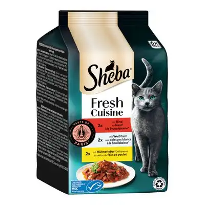Sheba Fresh Cuisine Taste of Paris - 6 x 50 g - Vacuno, pescado blanco e hígado de pollo - Sheba - Comparador de precios