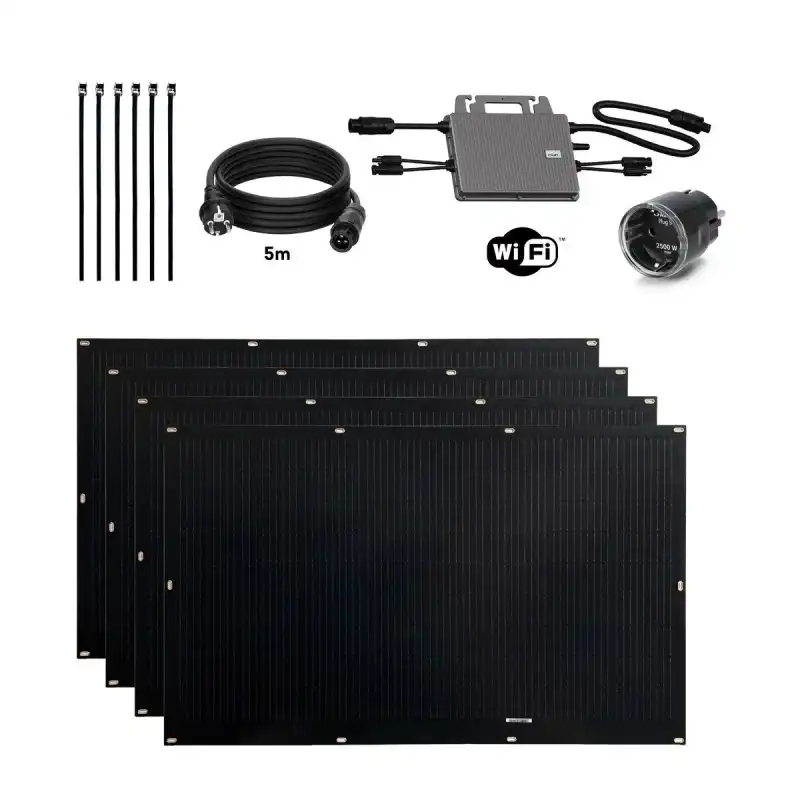 Tornasol Flex Full Black 400W Kit Solar Autoinstalable X2 Paneles Ultraligeros Y Flexibles para Balcón