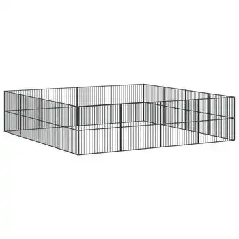 vidaXL Corralito para perros con 16 paneles acero galvanizado negro - VIDAXL - Comparador de precios
