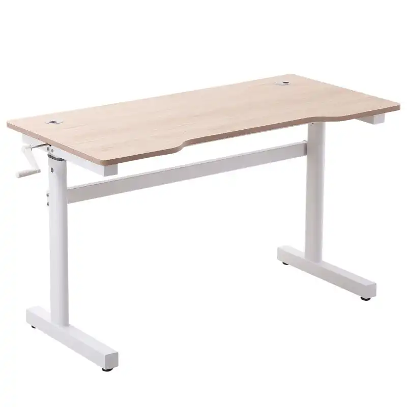 Vinsetto Escritorio de Pie Elevable Altura Ajustable con Manivela 120x60x72-117cm Blanco/Madera