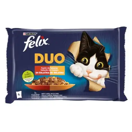 Felix Duo Comida húmeda para Gatos en Gelatina con Selección de Carnes, 48x85 gr - Felix - Comparador de precios