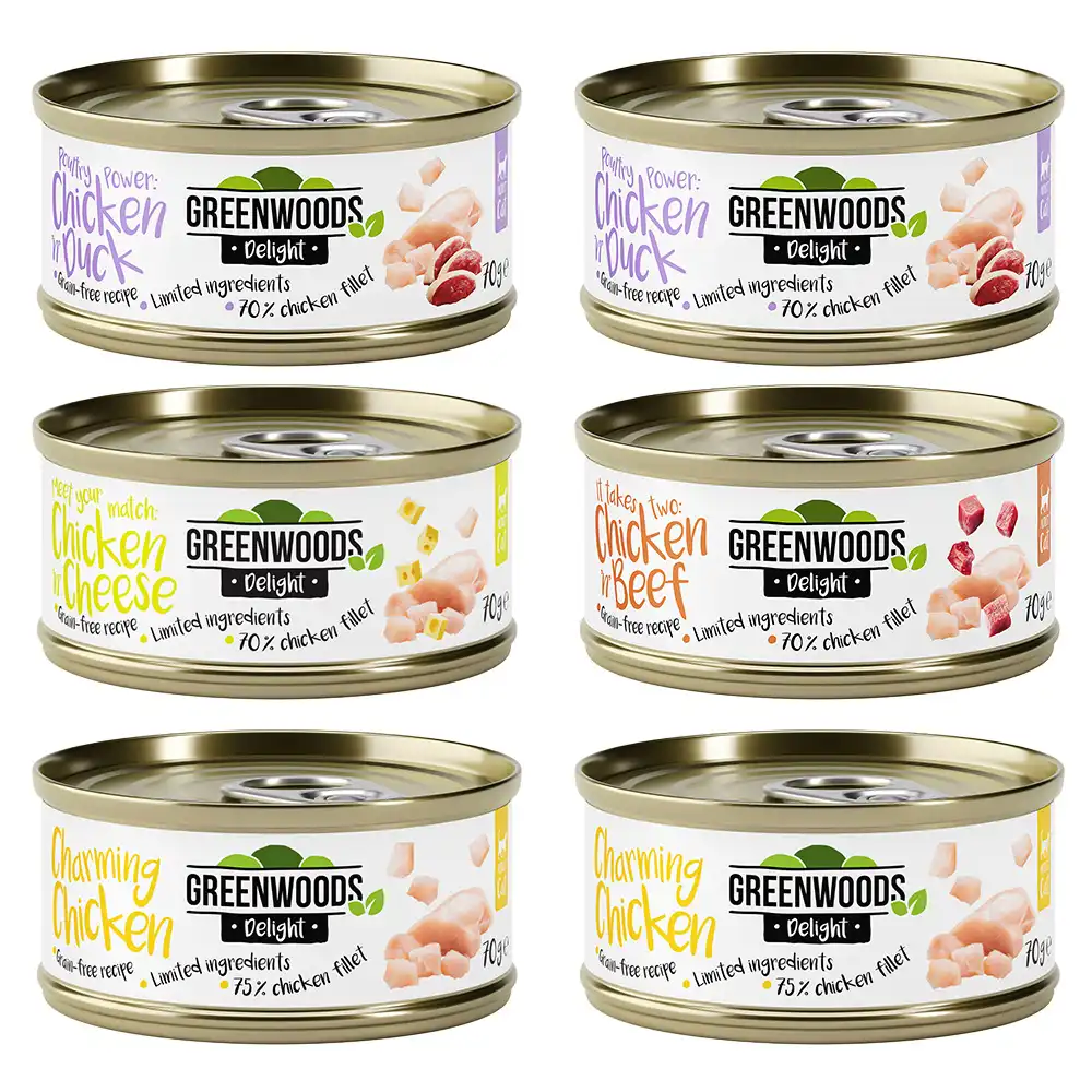 Greenwoods Delight con pollo 6 x 70 g - Pack de prueba mixto - Pack mixto: 4 variedades - Greenwoods - Comparador de precios