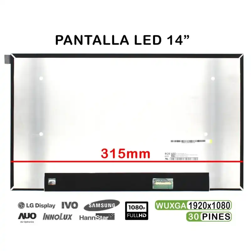 Pantalla Led De 14" Para Portátil Nv140fhm-n63 V8.1 Fhd 30 Pines