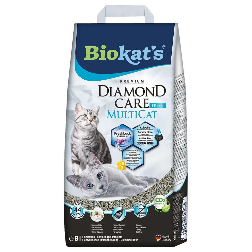 Biokat's DIAMOND CARE MultiCat Fresh arena aglomerante - 8 l