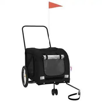 vidaXL Remolque de bicicleta mascotas hierro tela Oxford negro - VIDAXL - Comparador de precios