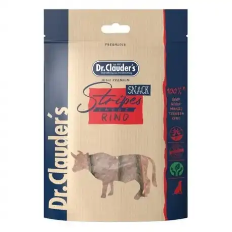 Dr Clauders Stripes Rino Snack Para Perros Grandes Tiras de Vacuno, 1 x 80 gr - Dr. Clauders - Comparador de precios
