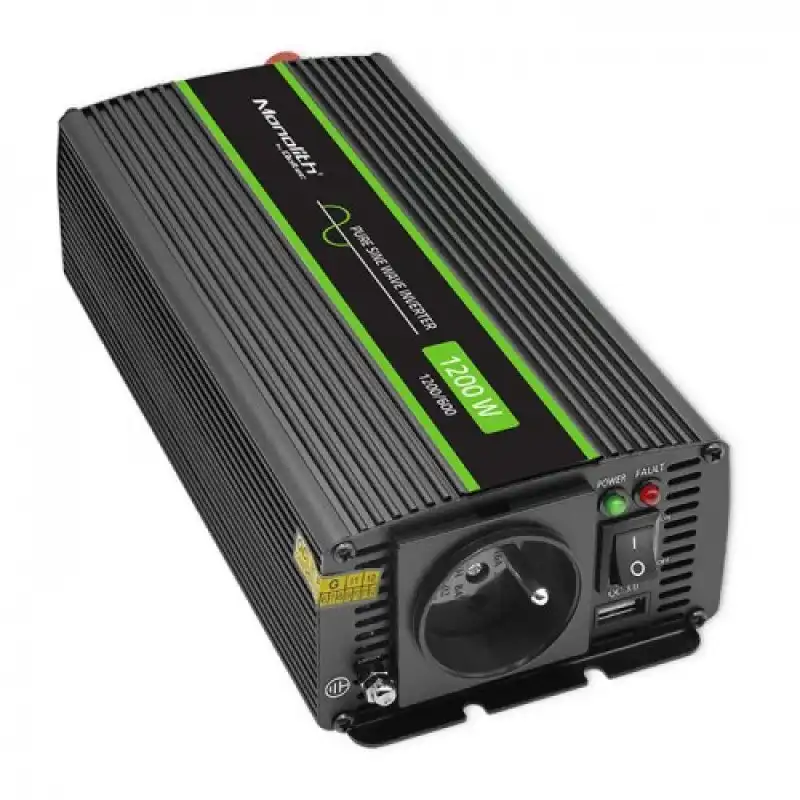 Qoltec Monolith Inversor de Corriente 1200 W Negro