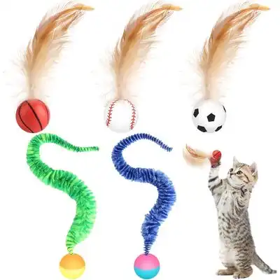 UAMLY Pelota saltarina con forma de gato y plumas - 5 piezas - Uamly - Comparador de precios