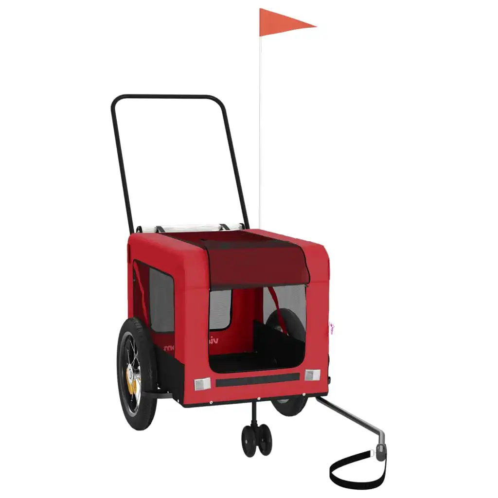 vidaXL Remolque de bicicleta mascotas hierro tela Oxford rojo negro - VIDAXL - Comparador de precios