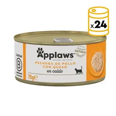 Applaws Comida Húmeda para Gatos en Caldo con Pollo y Queso, 24x70 gr - Applaws - Comparador de precios