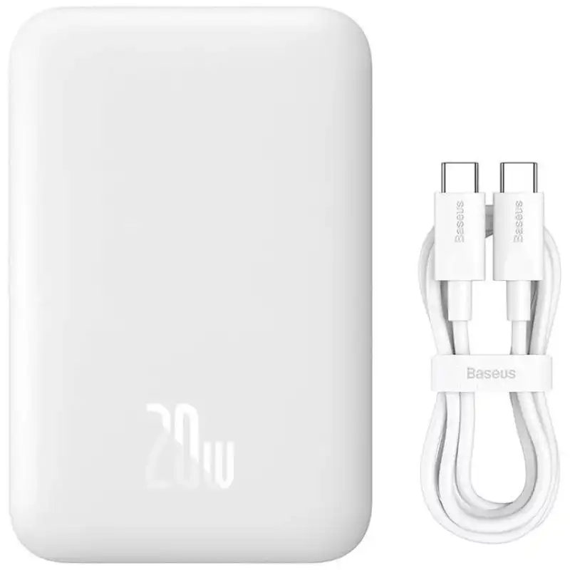 Baseus Mini Air PowerBank Inalámbrico MagSafe 20W USB-C 6000mAh Blanco