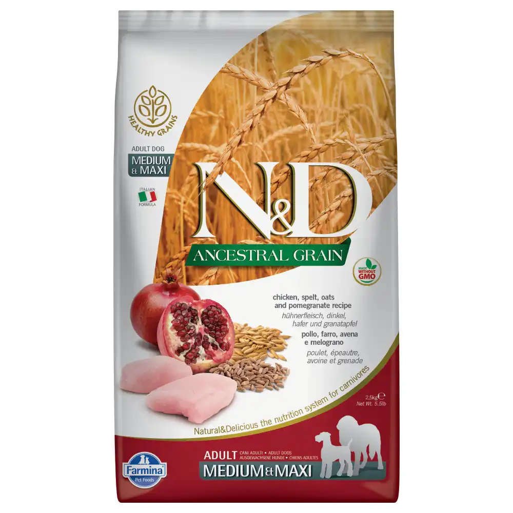 Farmina N&D Ancestral Grain Adult Medium & Maxi con pollo y granada - 12 kg