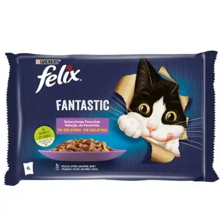 Felix Fantastic Comida húmeda para Gatos en Gelatina Selecciones Favoritas, 48x85 gr - Felix - Comparador de precios