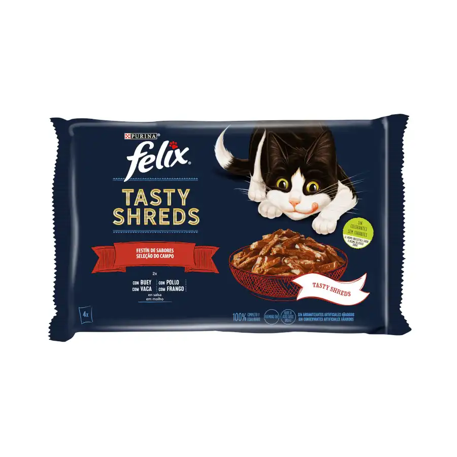 Felix Tasty Shreds Festín de Sabores Filetes en Salsa sobre para gatos – Pack - Felix - Comparador de precios