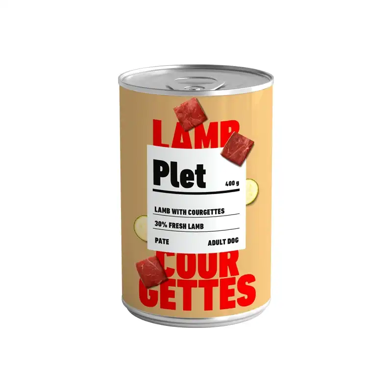 Latas Plet para perros adultos. Cordero con calabacín, Peso 6x400Grs - Plet - Comparador de precios