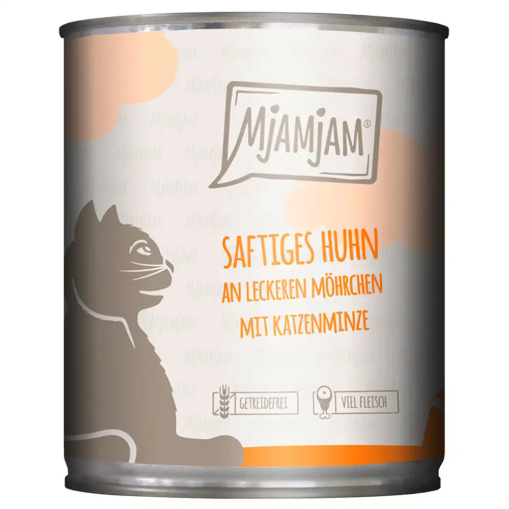 MjAMjAM comida húmeda para gatos 6 x 800 g - Jugoso pollo con sabrosas zanahorias