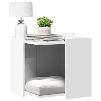 Mueble Arenero Para Gatos Madera Ingeniería Blanco 53x53x51 Cm