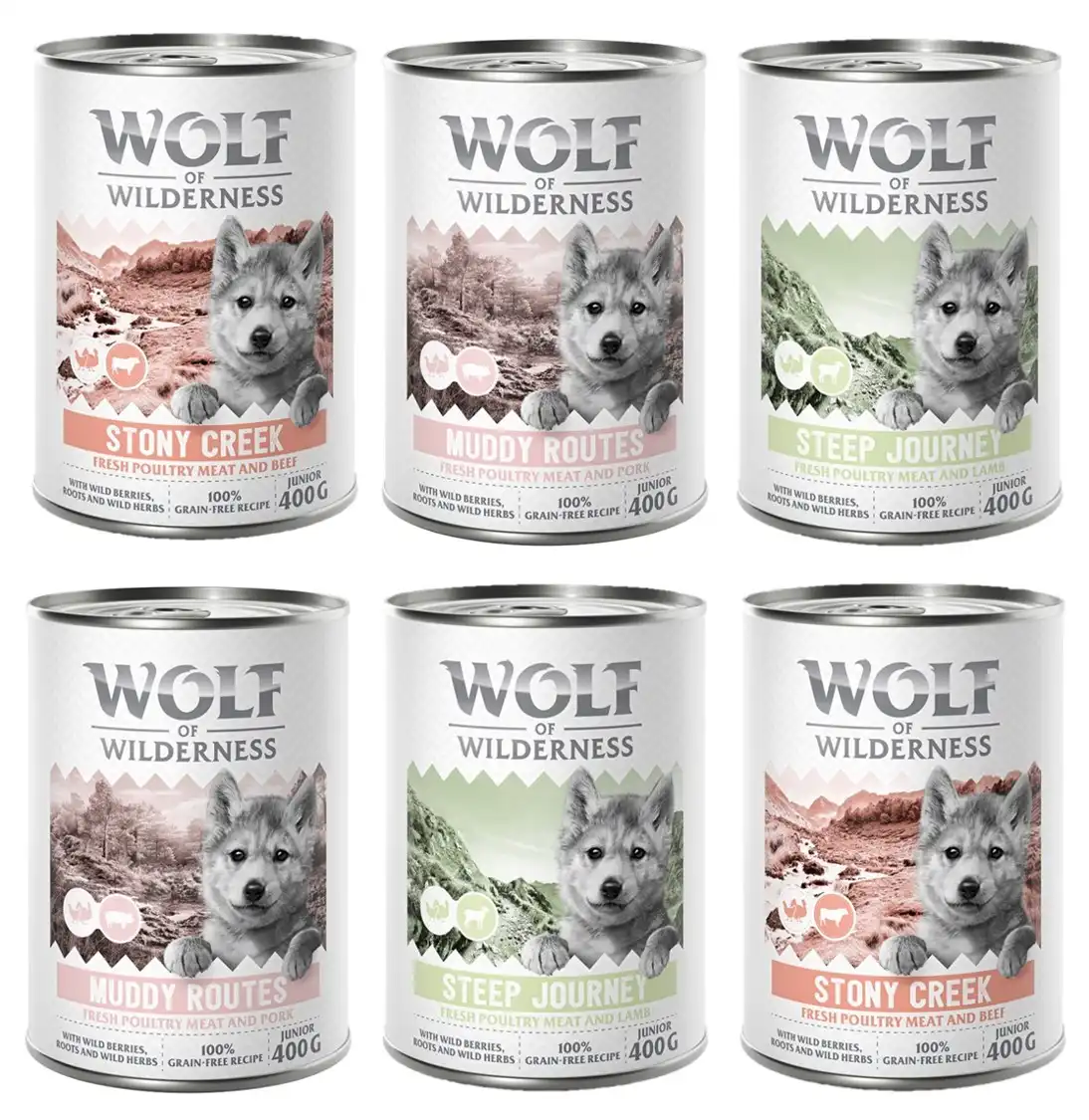 Wolf of Wilderness Expedition Junior 6 x 400 g - Pack mixto - Wolf of Wilderness - Comparador de precios