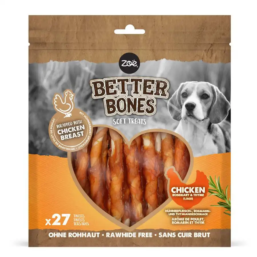 Zoe Twists envueltos en pollo para perros Zoë Better Bones Pack de 27 - 308 - Zoë - Comparador de precios