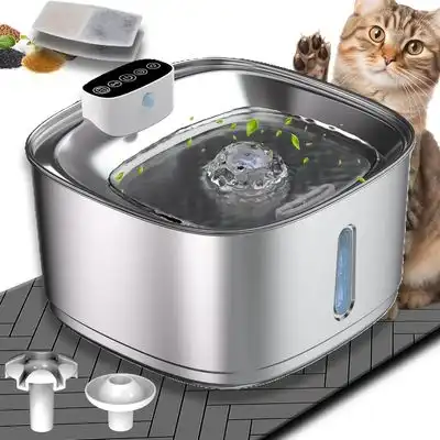 Zoomtopia Fuente gatos acero inoxidable 3,2 litros, inalámbrica, 3 modos - WF01 - Zoomtopia - Comparador de precios