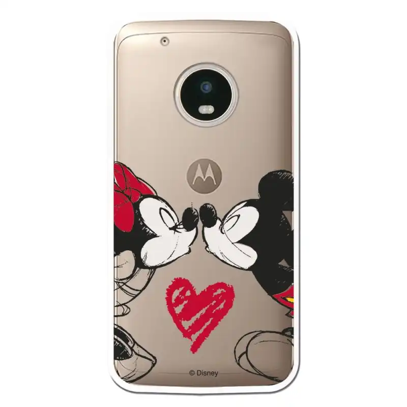 Funda Para Motorola Moto G5 Plus Oficial De Disney Mickey Y Minnie Beso - Clásicos Disney