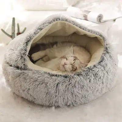 HausPets Cama redonda felpa gatos perros, capucha invierno, lavable - Artículo 1 - HausPets - Comparador de precios