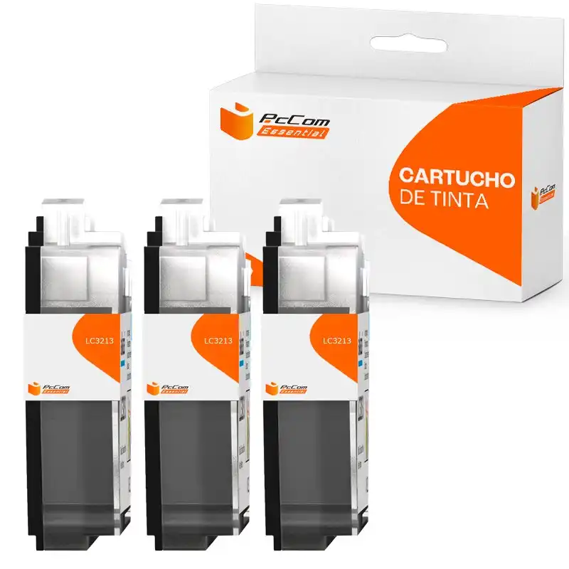 Pccom Essential Cartucho Tinta Compatible con Brother LC3213/LC3211 Negro Pack 3