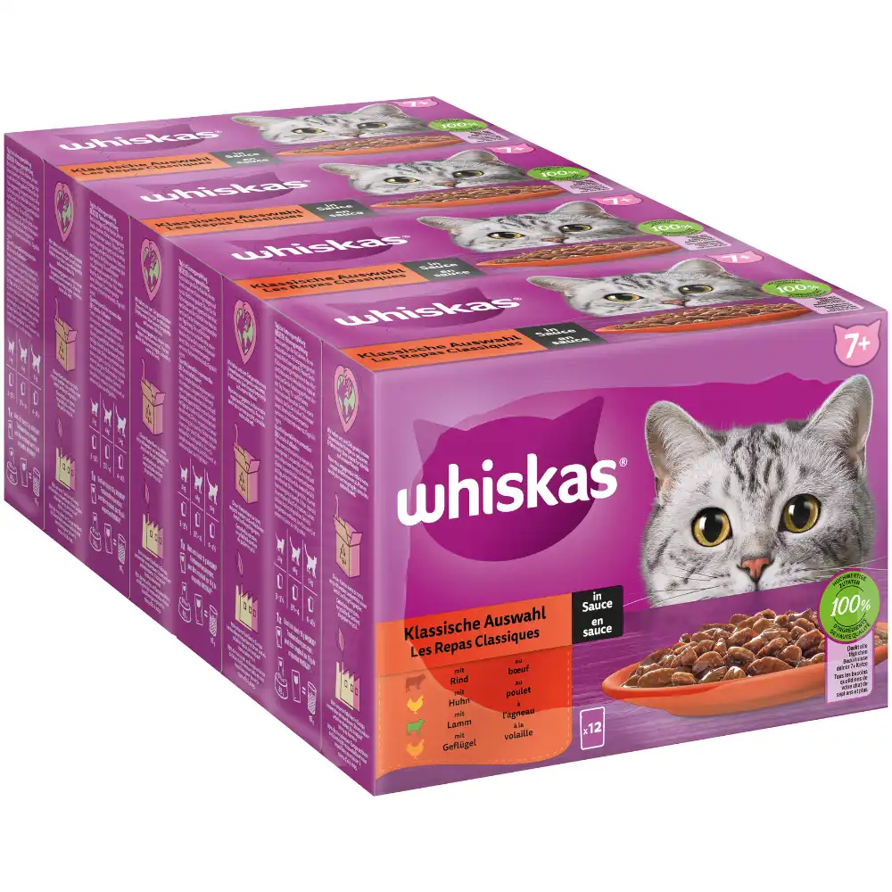 Whiskas 7+ años 48 x 85/100 g en bolsitas - Selección clásica en salsa - 48 x 85 g